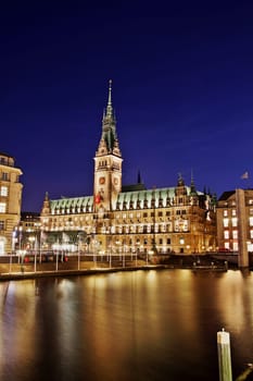 Hamburg City Hall in the evening