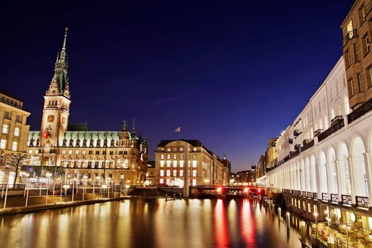 Hamburg City Hall in the evening