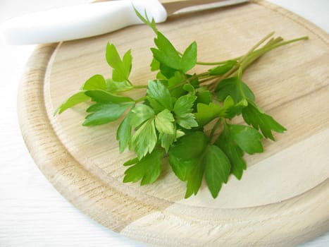 Lovage on a wooden board