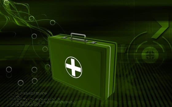 Digital illustration of First aid box in colour background