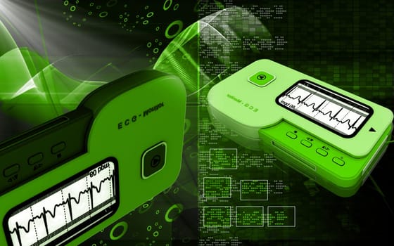 Digital illustration of ECG in colour background
