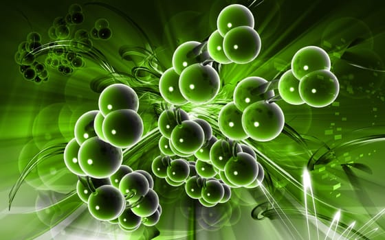 Digital illustration DNA structure in colour background