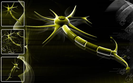 Digital illustration of neuron in colour background