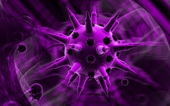 Digital illustration of Flu virus in colour background