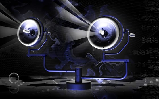 Digital illustration of shadow less lamp in colour background