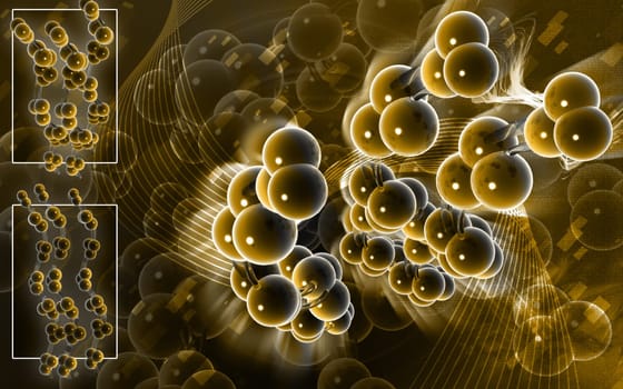 Digital illustration DNA structure in colour background