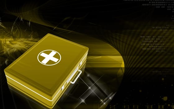 Digital illustration of First aid box in colour background