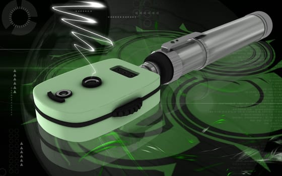 Digital illustration of ophthalmoscope in colour background