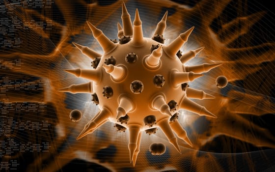 Digital illustration of Flu virus in colour background
