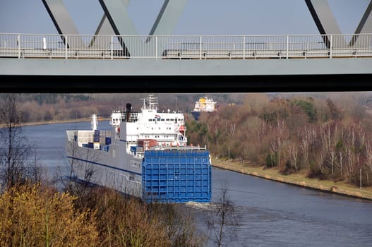 Ship on the Kiel Canal