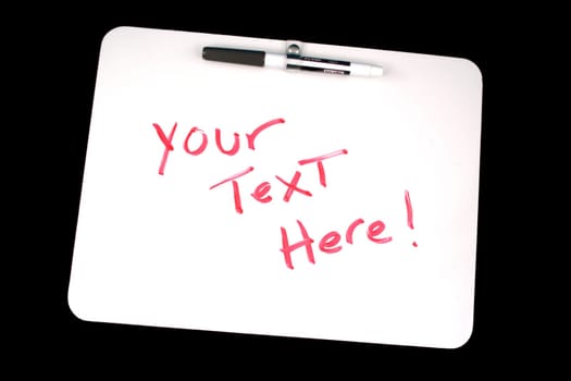 A Dry Erase Board isolated on black