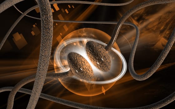 Digital illustration of synapse in colour background