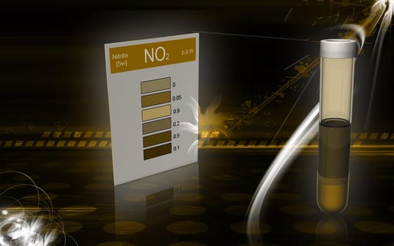 Digital illustration of nitrite test in colour background