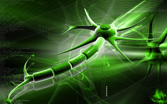 Digital illustration of neuron in colour background