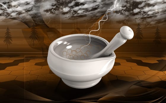 Digital illustration of ayurvedic medicine in making