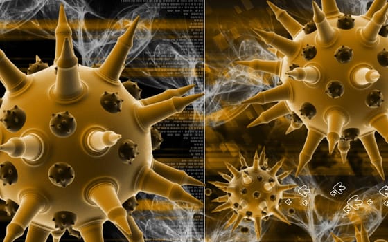 Digital illustration of Flu virus in colour background