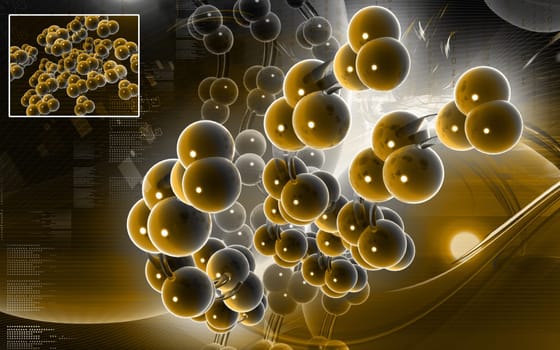 Digital illustration DNA structure in colour background