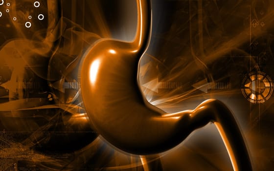 Digital illustration of stomach in colour background
