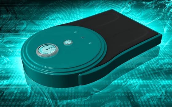 Digital illustration of weigh machine in colour background