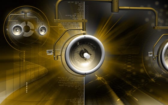 Digital illustration of shadow less lamp in colour background