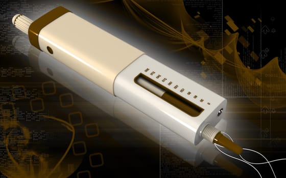 Digital illustration of insulin pen in colour background