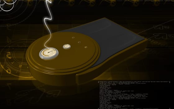 Digital illustration of weigh machine in colour background