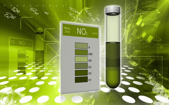 Digital illustration of nitrite test in colour background