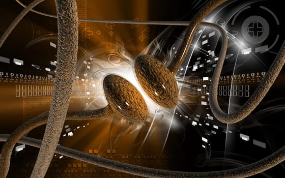 Digital illustration of synapse in colour background