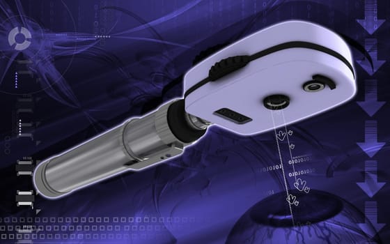 Digital illustration of ophthalmoscope in colour background