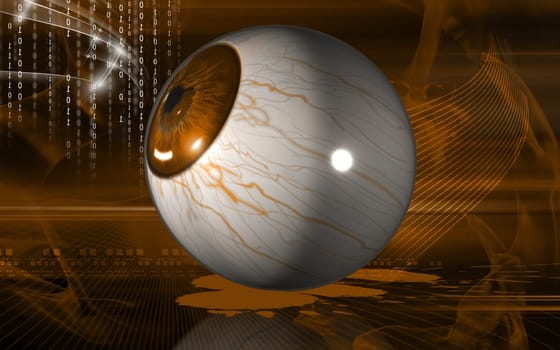 Digital illustration of eye in colour background