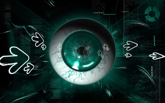 Digital illustration of eye in colour background