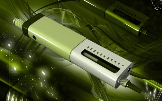 Digital illustration of insulin pen in colour background