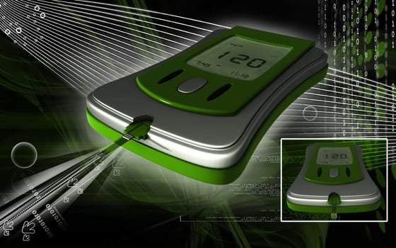 Digital illustration of Glocometer in colour background