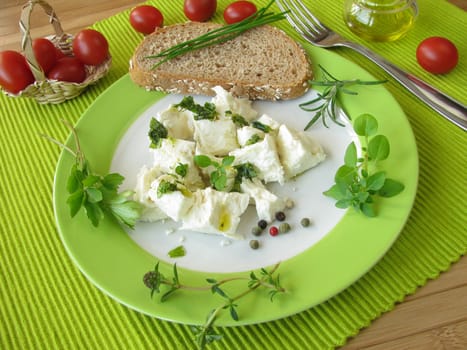 Sheep's cheese with herb pesto