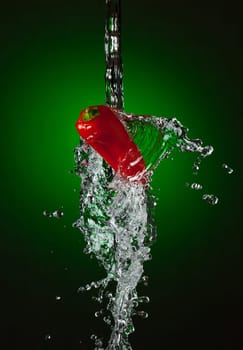 Water Splashing on Mini Bell Pepper