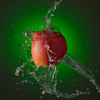 Water Splashing on Apple