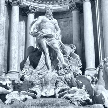 Baroque Trevi Fountain (Fontana di Trevi) in Rome, Italy - high dynamic range HDR