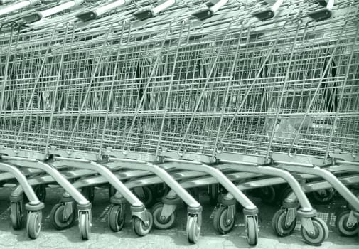 Shopping cart trolley basket used in supermarkets - high dynamic range HDR