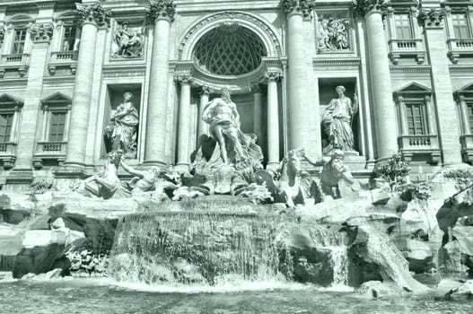 Baroque Trevi Fountain (Fontana di Trevi) in Rome, Italy - high dynamic range HDR