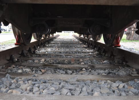 A train on railroad railway for mass transit public transport
