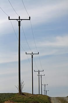 Old power line on a dirt road