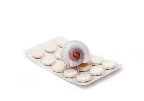 blister pack of pills isolated on the white background