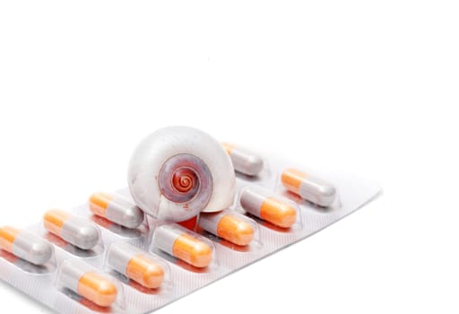 blister pack of pills isolated on the white background