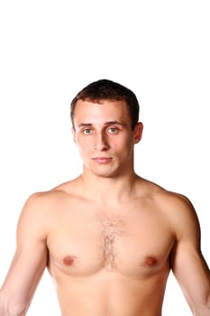 face of the handsome guy  in studio on white