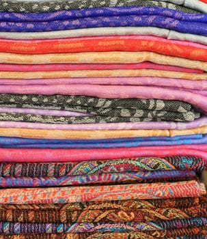 textile background - set of colorful textile fabrics