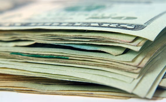 macro of corner of bundle of dollars