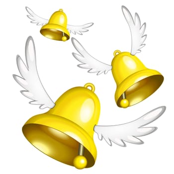 Flying golden Easter bells