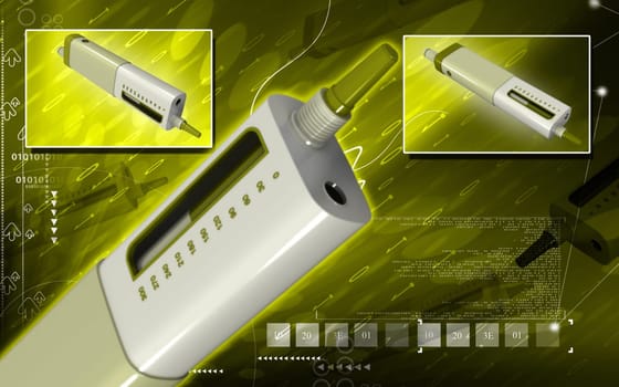 Digital illustration of insulin pen in colour background