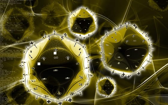Digital illustration of HIV in colour background