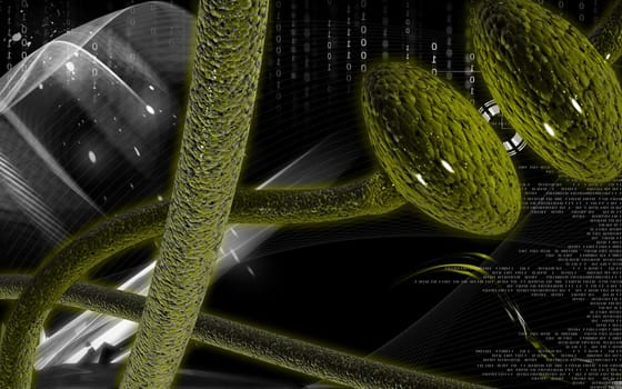 Digital illustration of synapse in colour background